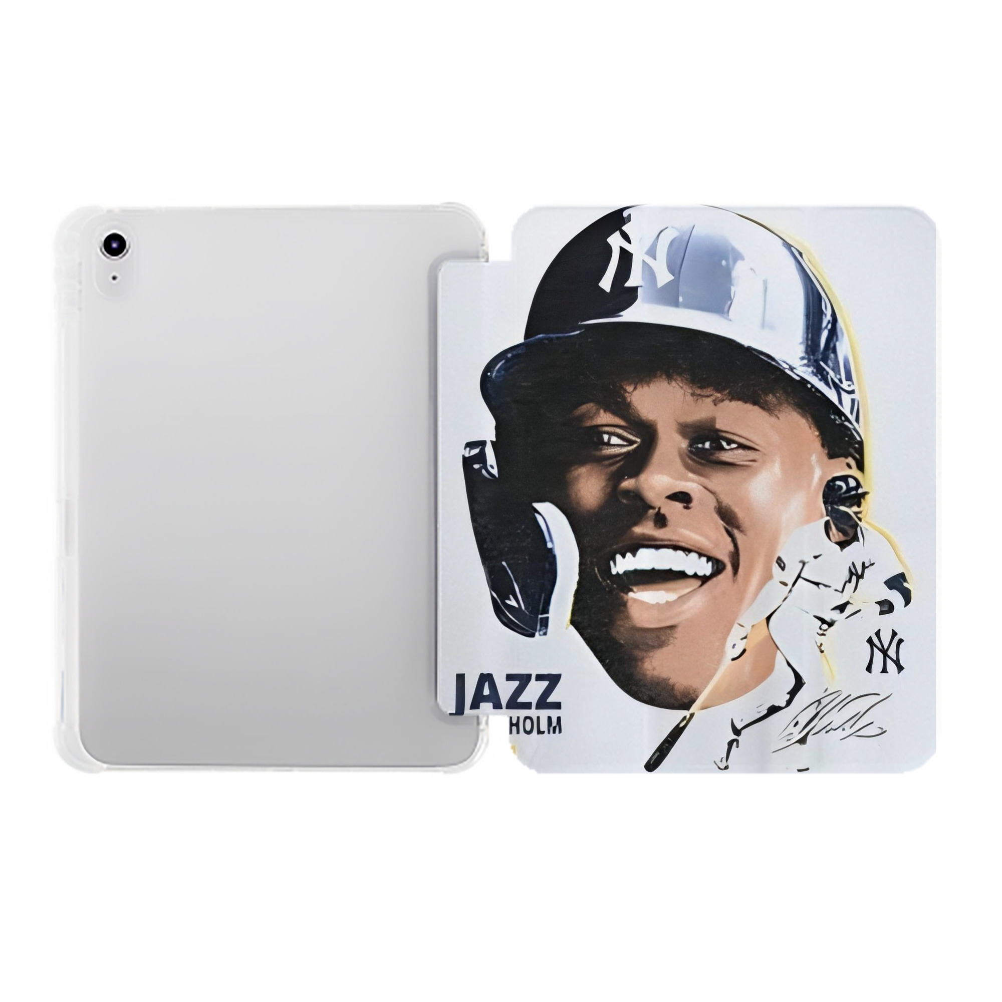 Jazz Chisholm Jr. 52 Premium Tri-Fold PU Leather & Silicone IPad Case With Pencil Slot – Fits 9.5,10.5,10.9 – Adjustable Stand, Slim, Protective